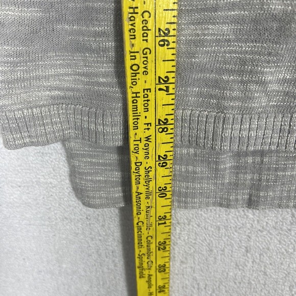 CJ Banks Lightweight Sweater Womens 1X Slub Knit Body Crochet Shoulders Gray - Picture 7 of 11